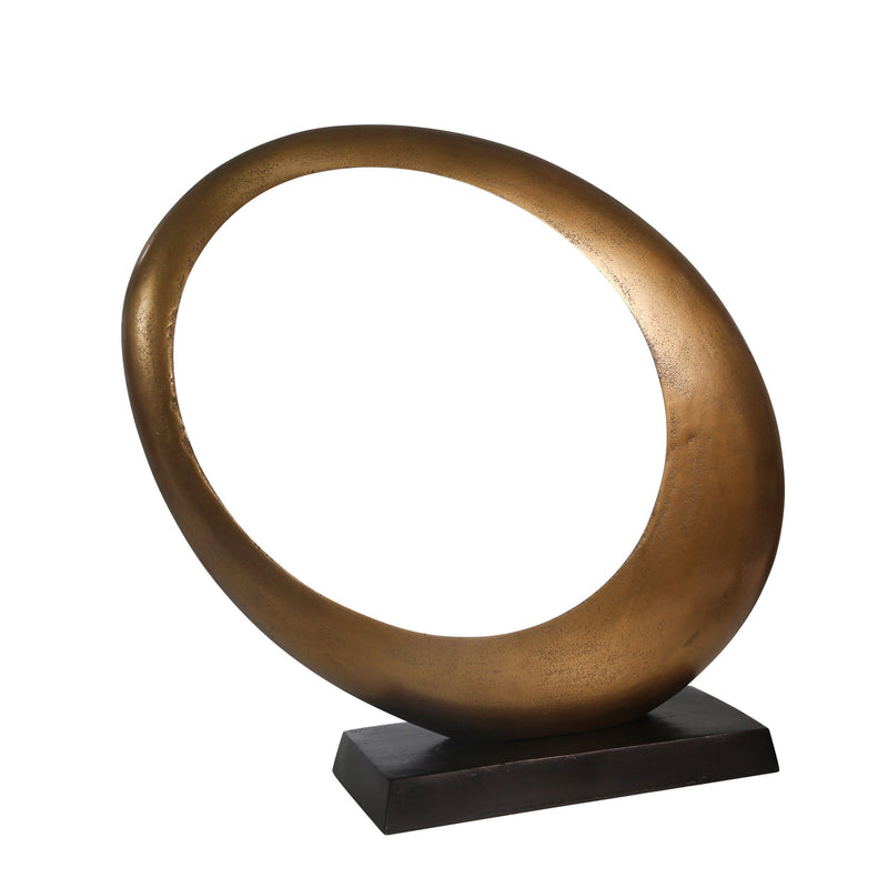 Aluminum Ovoid Sculpture, Brass Antique/Bronze Base