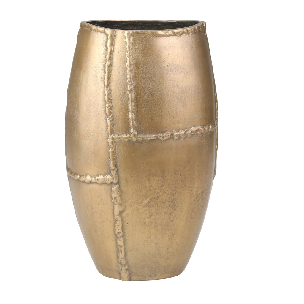 Aluminum 19" Vase, Antique Brass