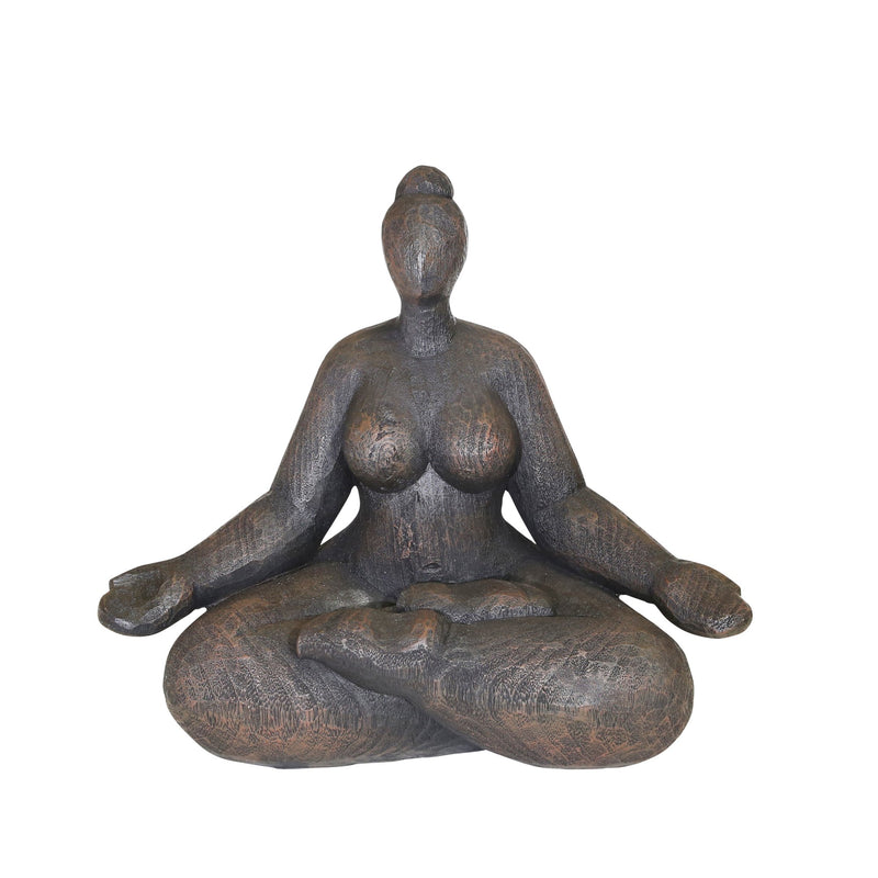 Resin 11" Sucasana Female Yogafigurine, Black