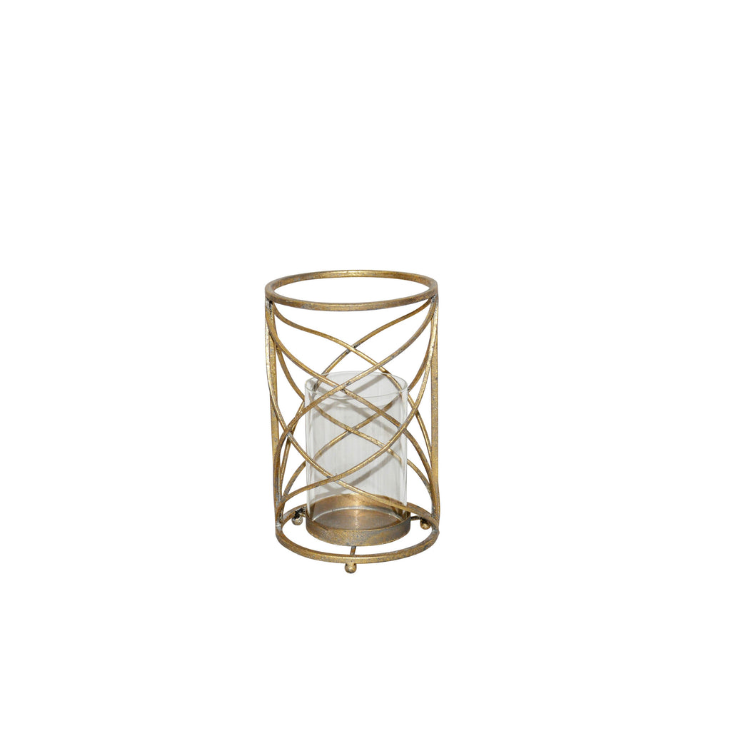 Metal 10.25" Lantern, Gold