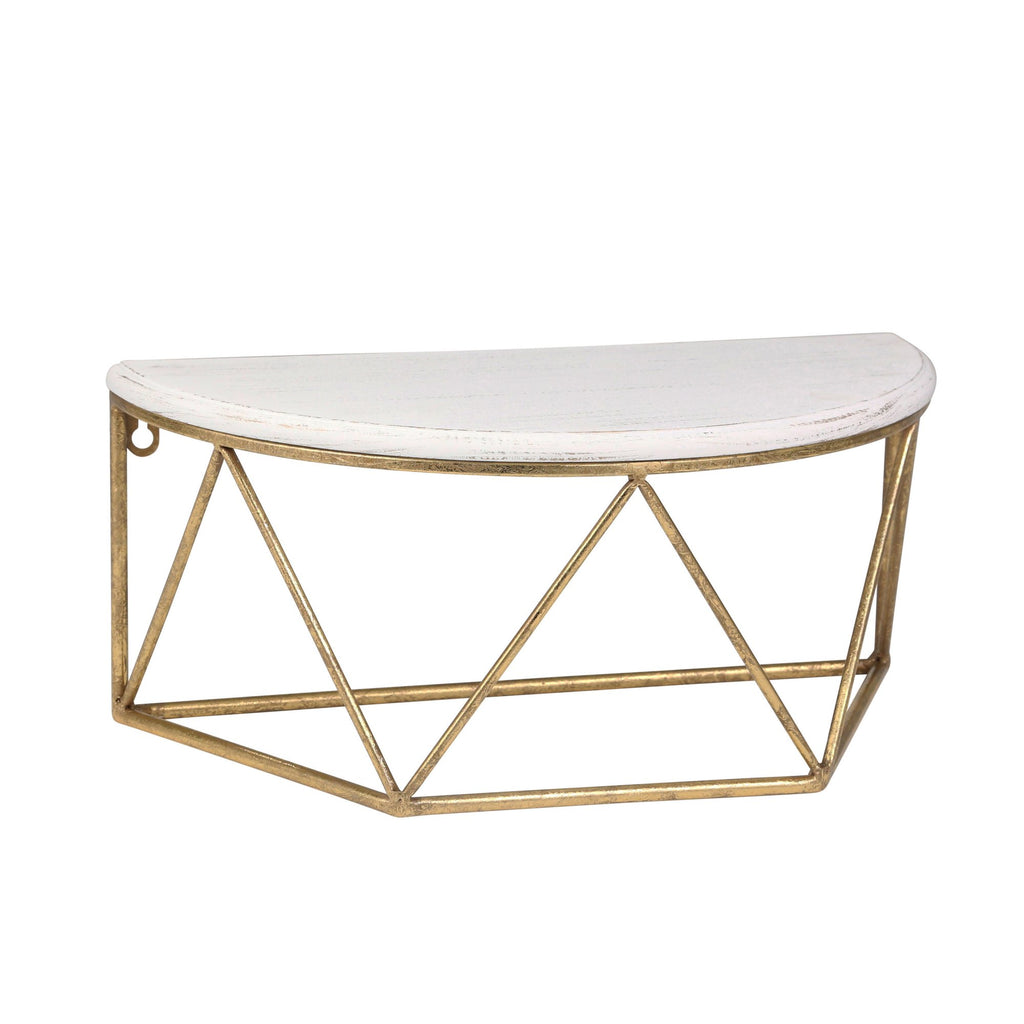 Wood / Metal 16" L Demilune Wall Shelf, White