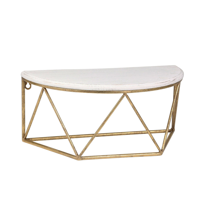Wood / Metal 16" L Demilune Wall Shelf, White