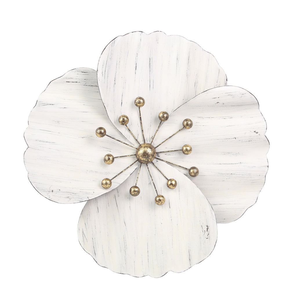 Metal 18" Wall Flower, White, Wb