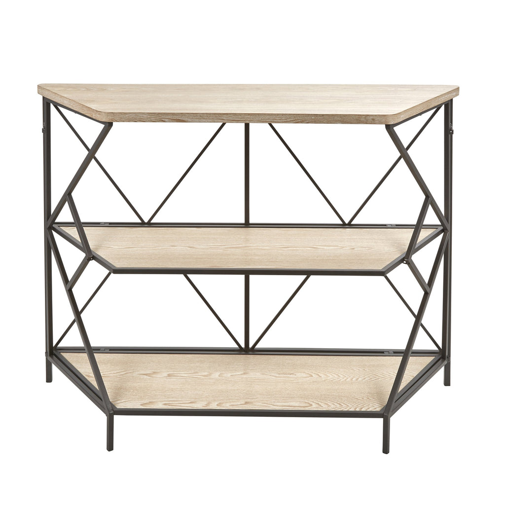 Wood / Metal 44" 3 Tiered Shelf Unit, Brown