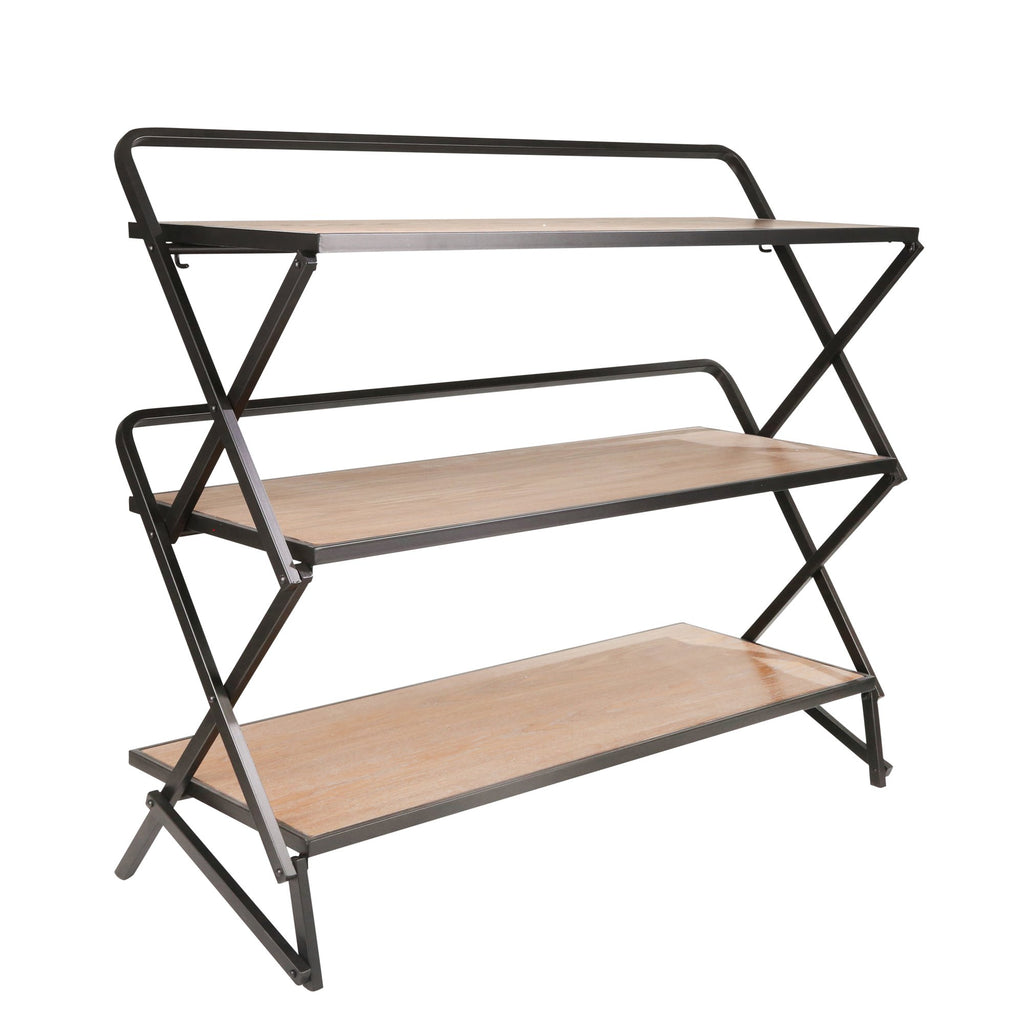 Wood / Metal 42" 3 Tiered Shelf Unit, Brown