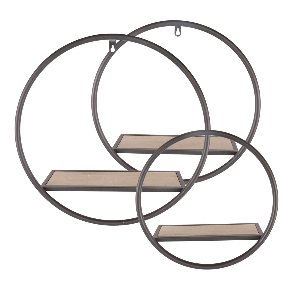 S/3 Metal 16 / 14/ 12" Wall Shelves, Black