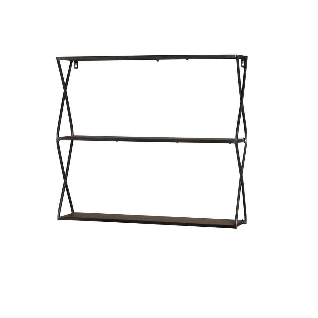Metal / Wood 25" 3 Tier Wall Shelf, Brown