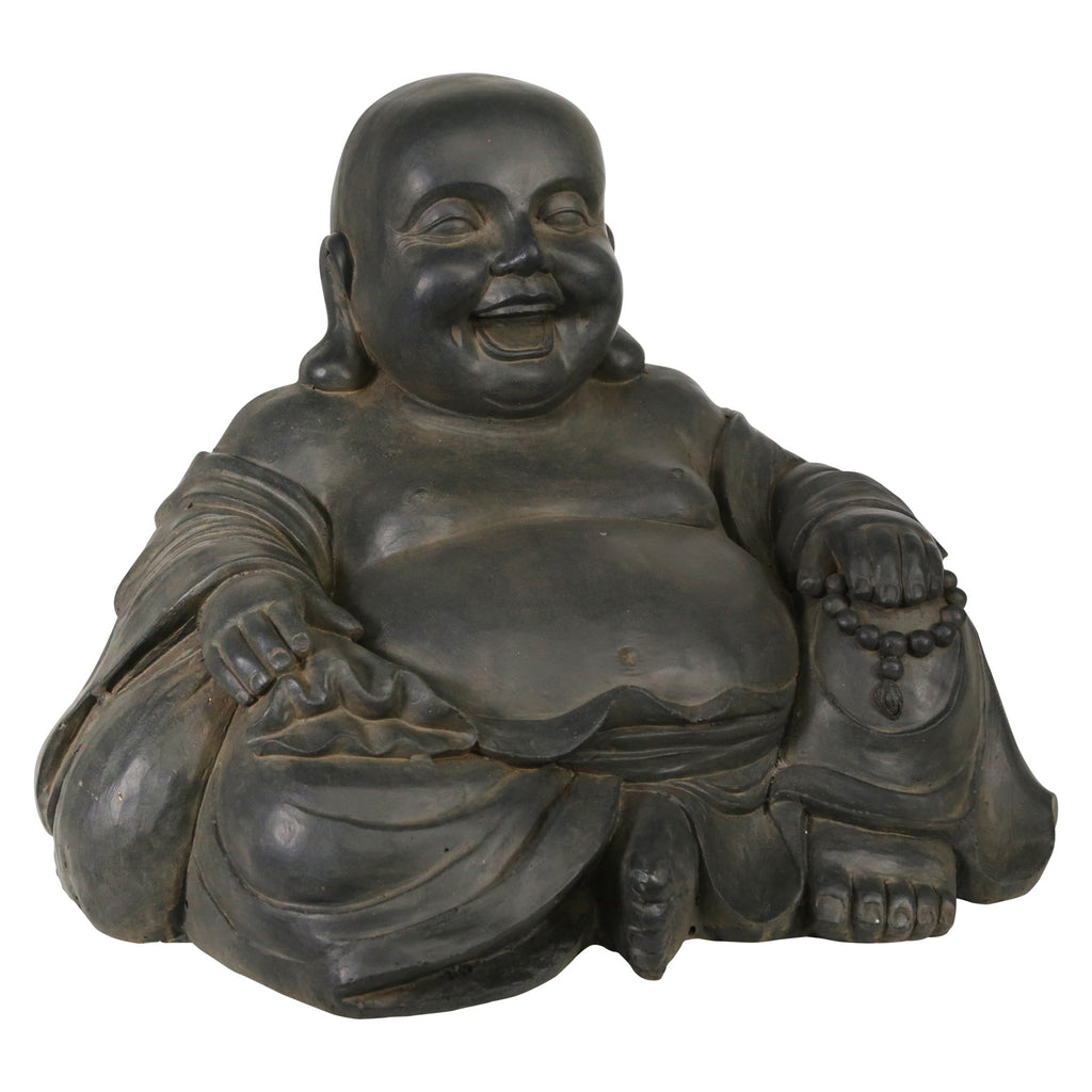 Resin 23" Happy Buddha, Gray