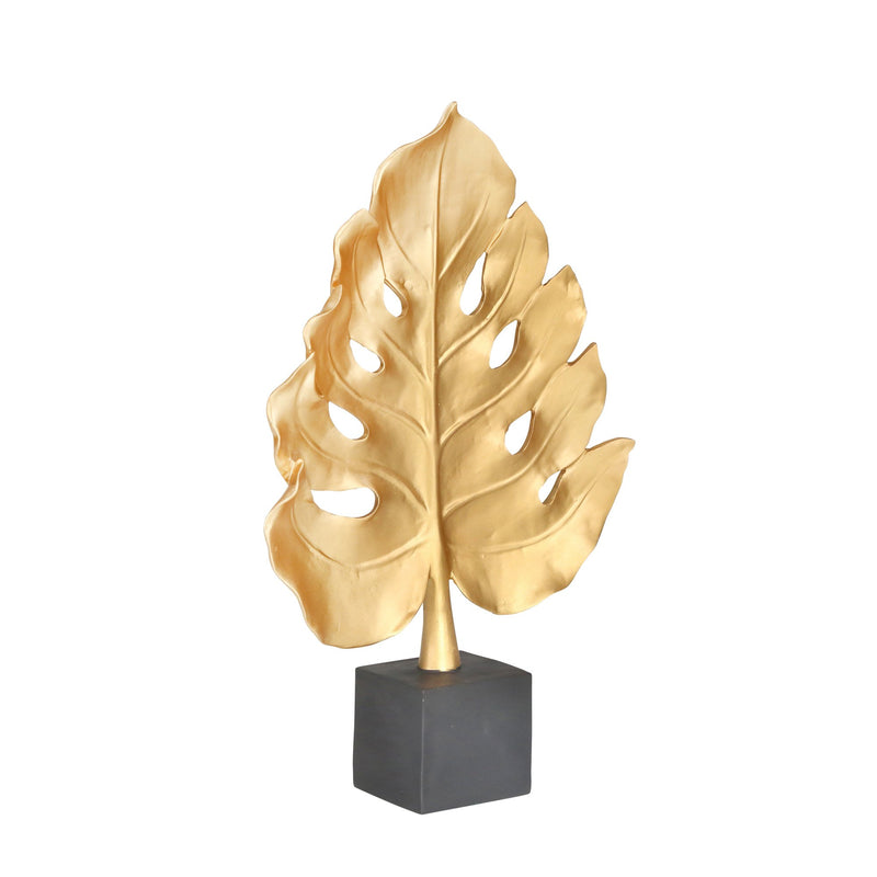 Polyresin 17" Monstra Leaf Decoration, Gold