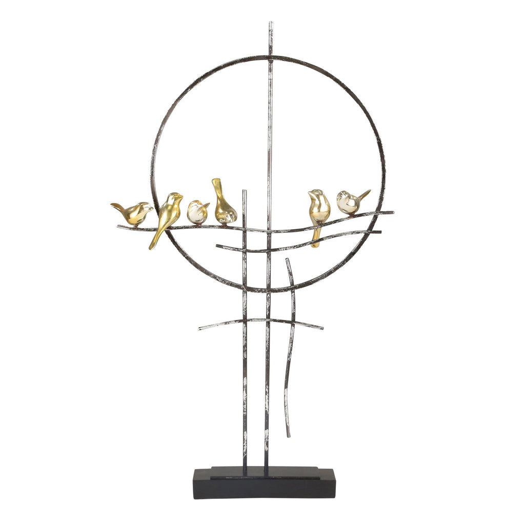 Resin 26" Birds On Metal Stand, Black