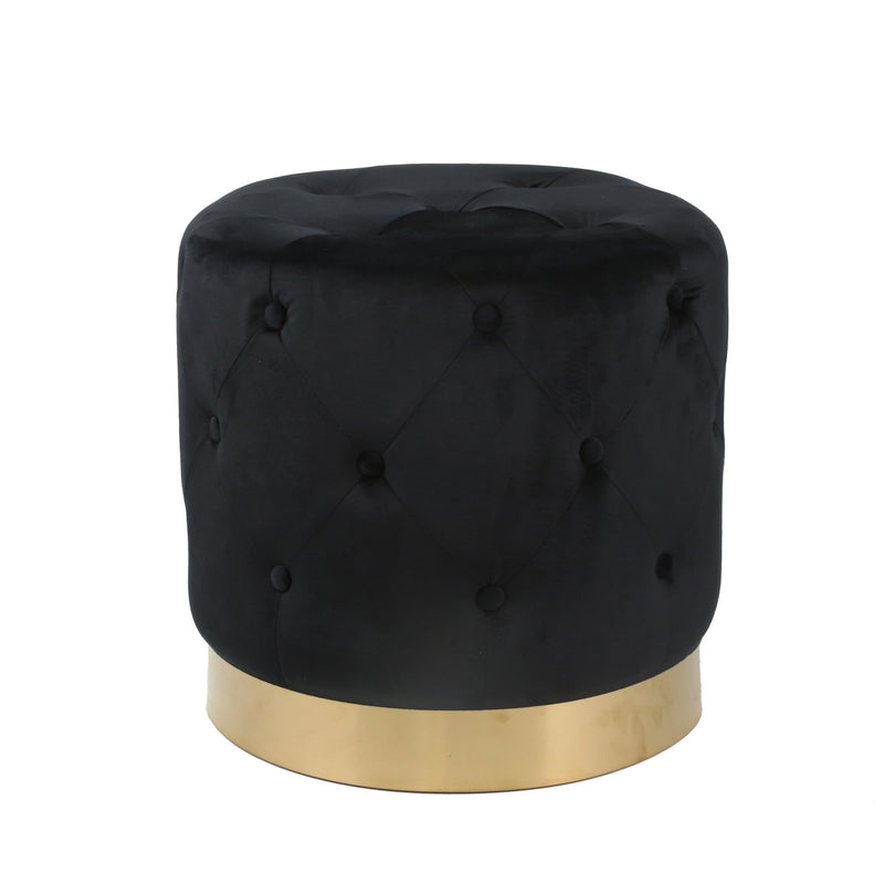 Tufted 18" Ottoman, Black