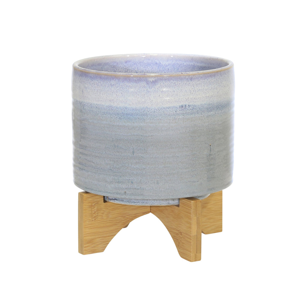 Ceramic 9" Planter On Stand, Blue Fade