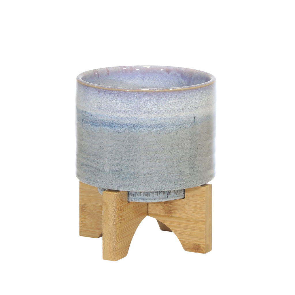 Ceramic 7" Planter On Stand, Blue Fade