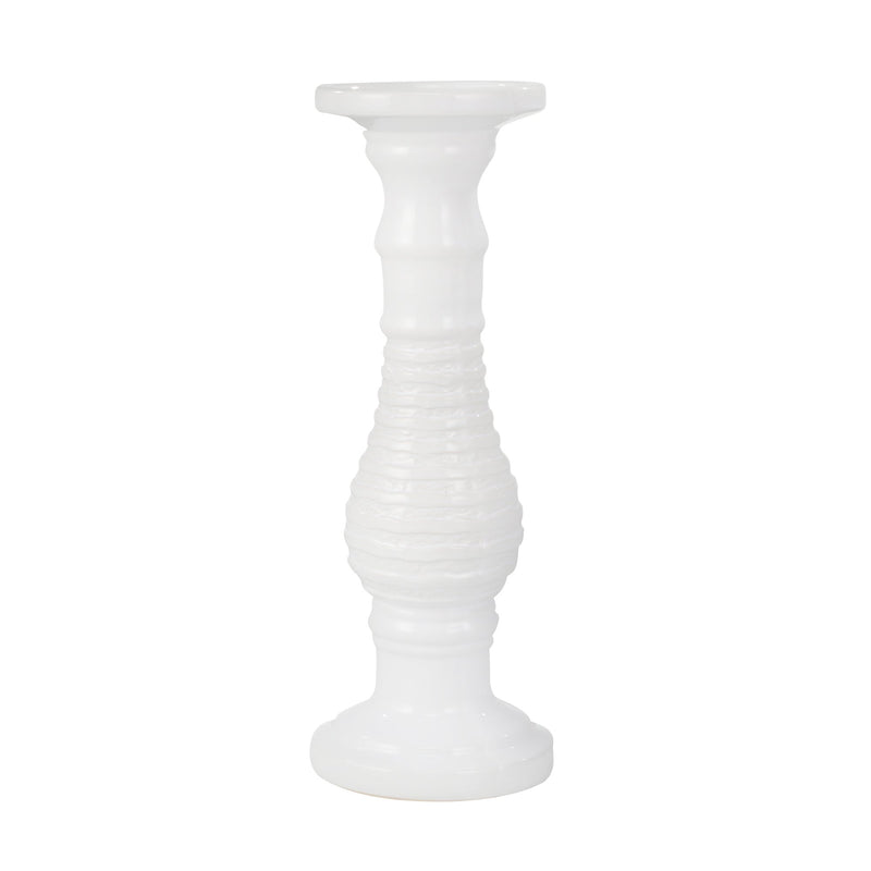 Ceramic 18" Candle Holder, White Stripe