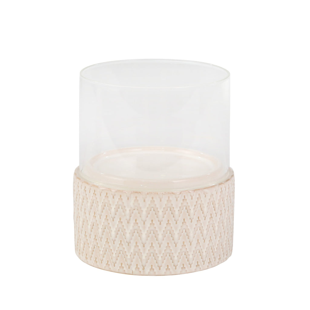 Ceramic /Glass 10" Pillar Holder, Chevron