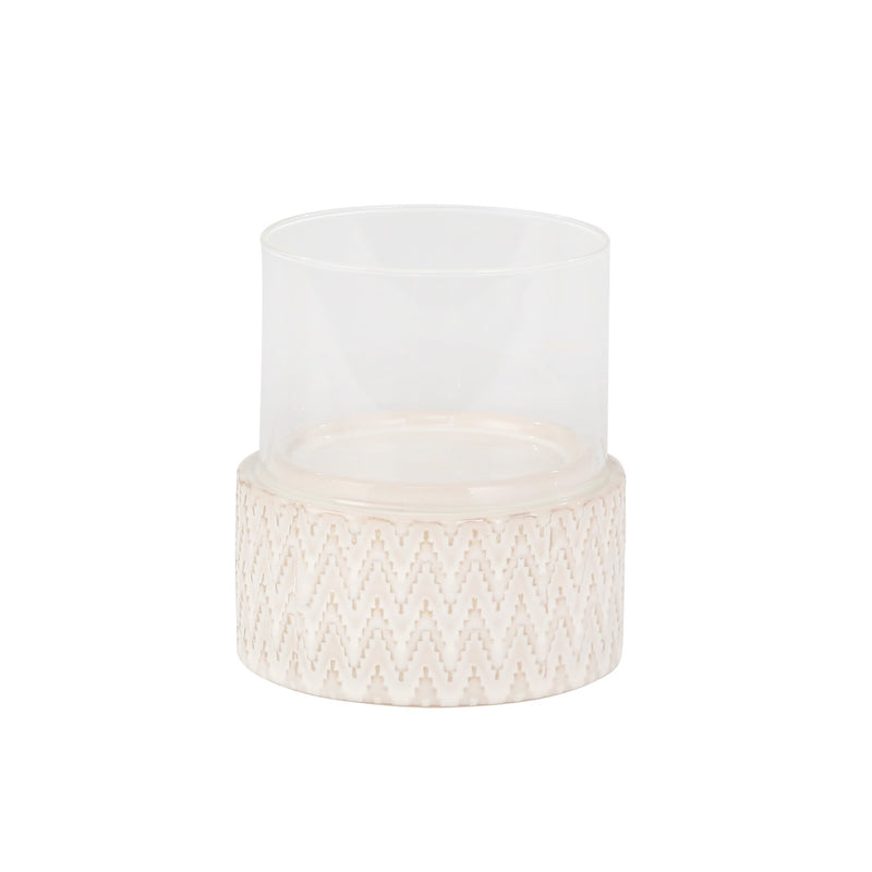 Ceramic /Glass 8" Pillar Holder, Chevron