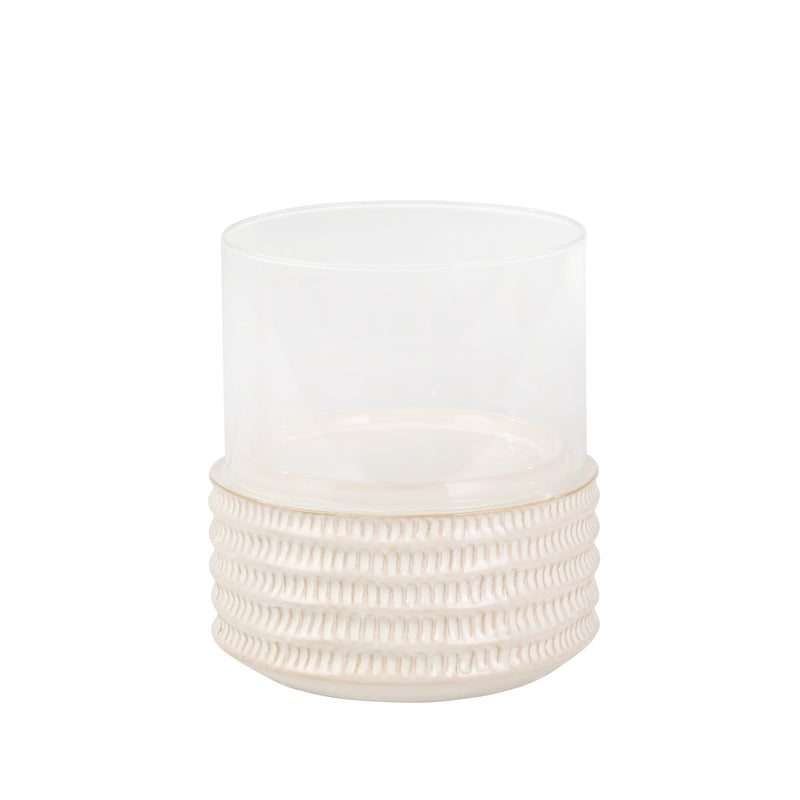 Ceramic /Glass 10" Pillar Holder, Stripe