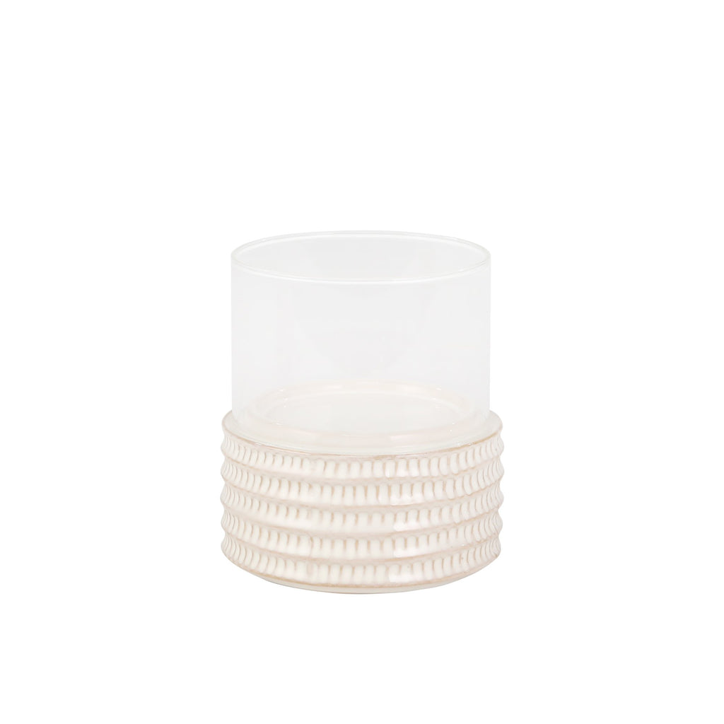 Ceramic /Glass 8" Pillar Holder, Stripe