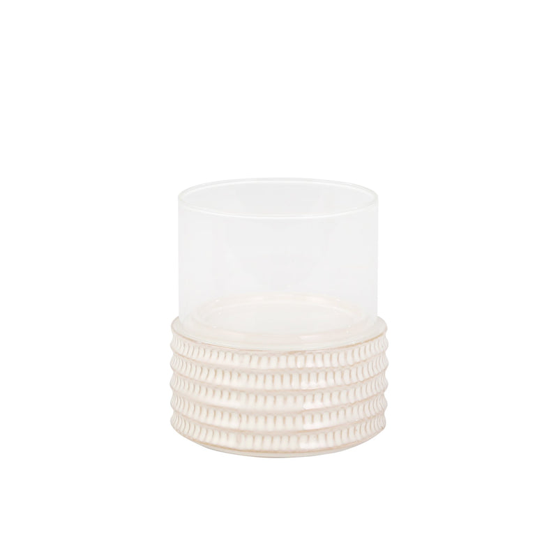 Ceramic /Glass 8" Pillar Holder, Stripe
