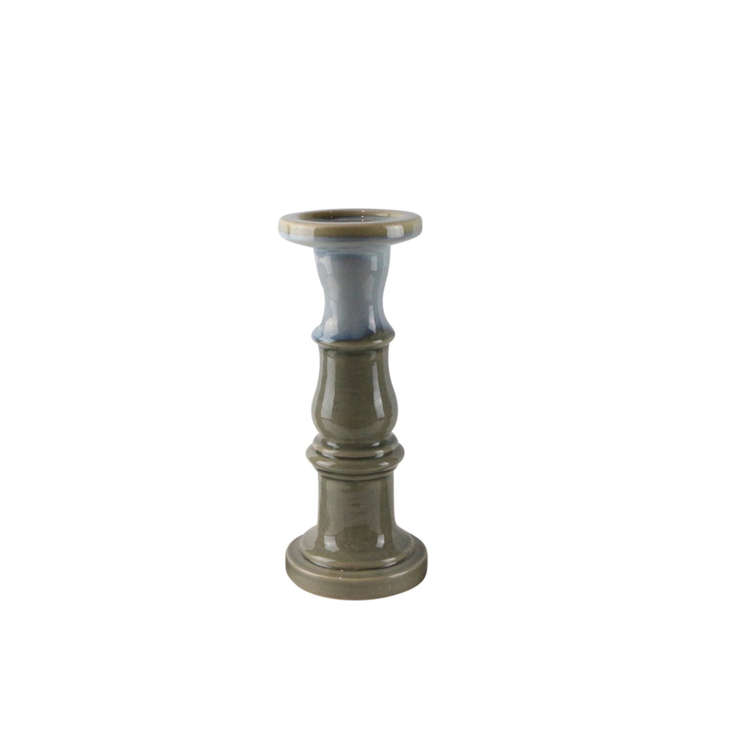 Ceramic 13" Candle Holder, Blue/Gray Reactive