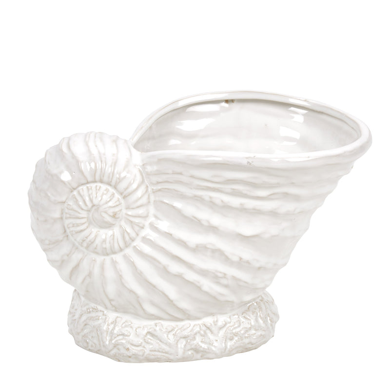 Ceramic 14" Seashell Planter,White