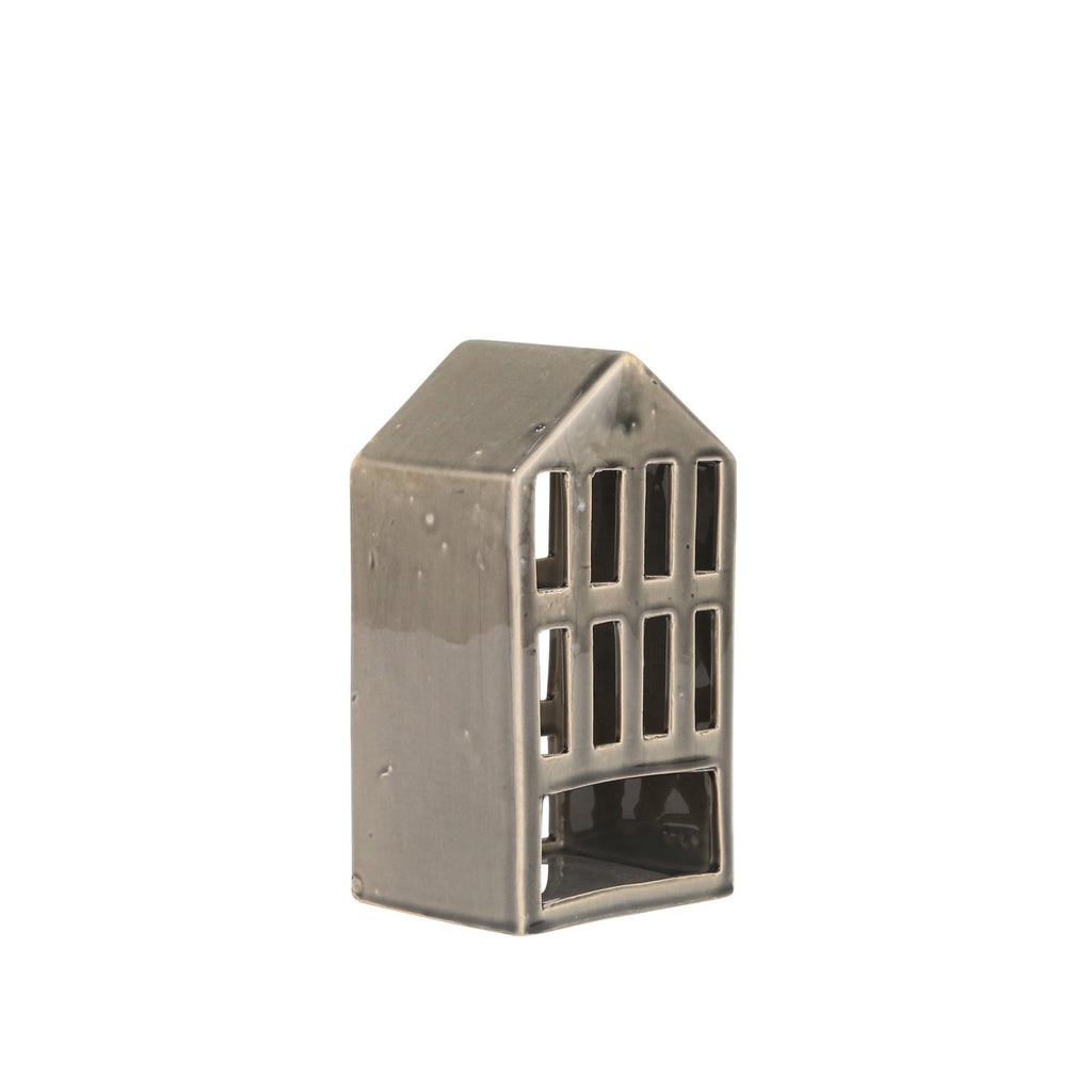 Dark Gray 9.5" Ceramic House Lantern