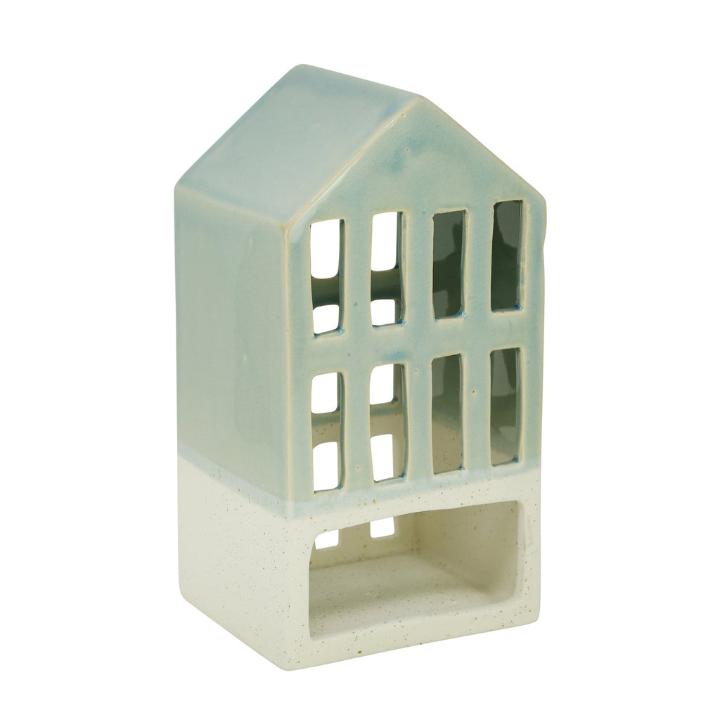 Blue 9.5" Ceramic House Lantern