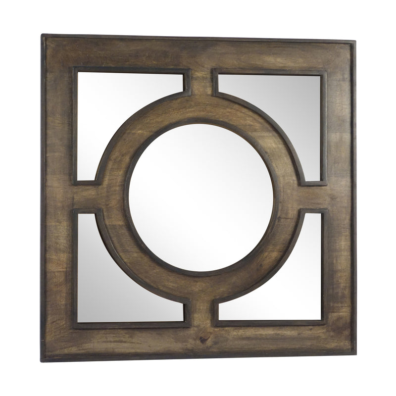 WOODEN 36" WALL MIRROR, GRAY