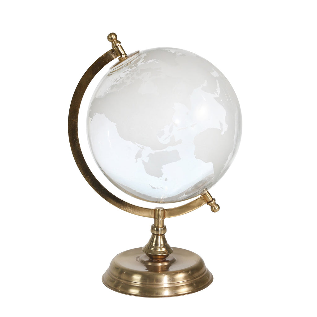 Glass Globe 13" On Metal Base,Frost