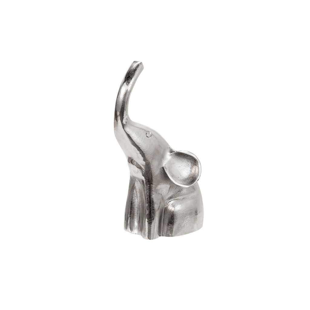 Aluminum Sitting Elephant, 10", Silver