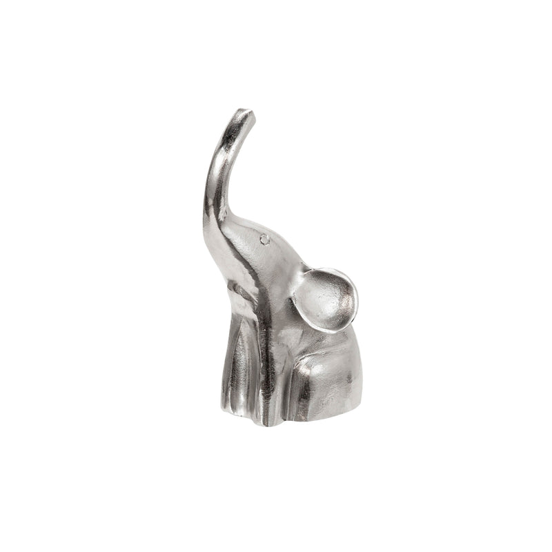 Aluminum Sitting Elephant, 10", Silver