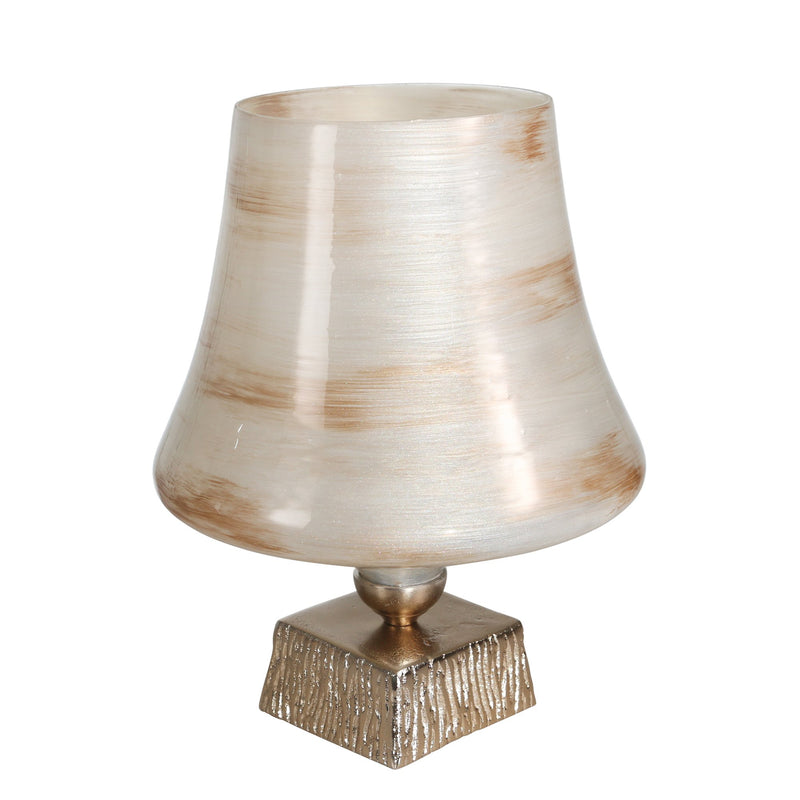 Glass 15" Hurricane On Stand,Opal