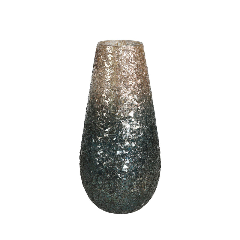 Glass 12" Vase, Blue Mosaic
