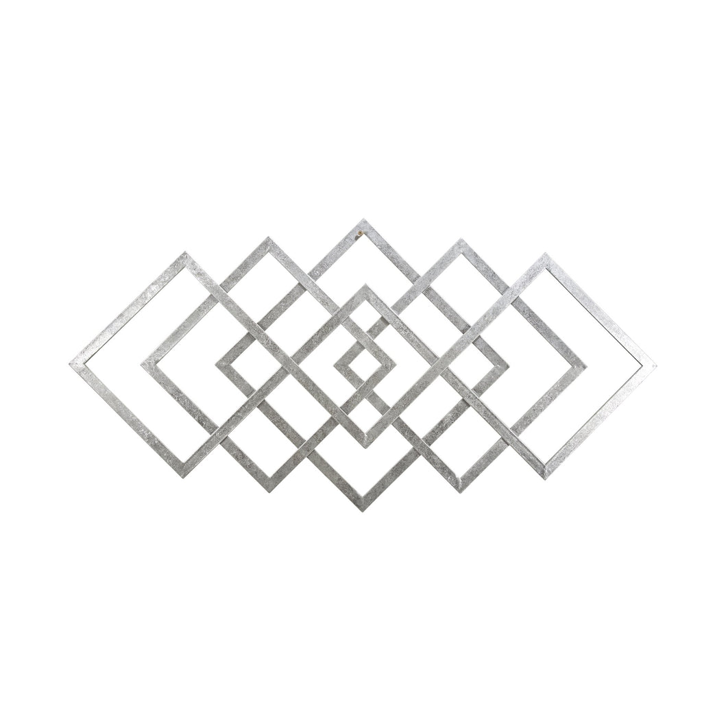 40" Diamond Metal Wall Decor, Silver, Wb