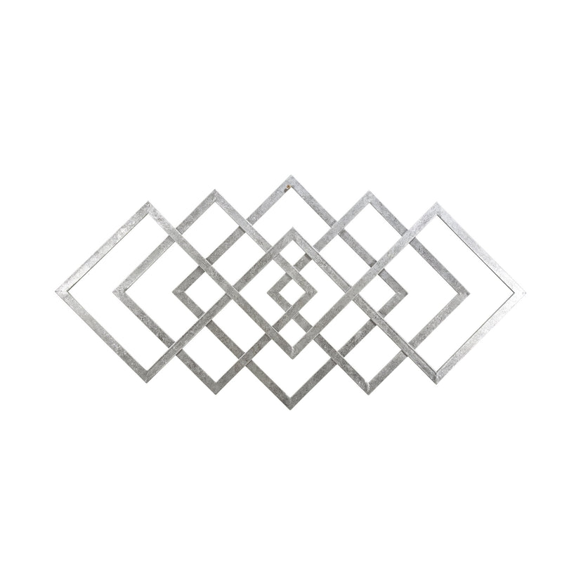 40" Diamond Metal Wall Decor, Silver, Wb