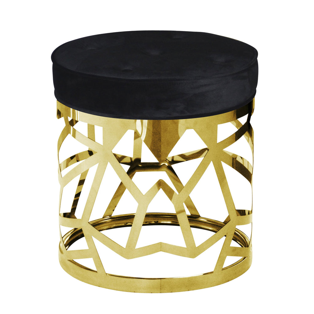 Stainless Steel Abstract Ottoman, Gold/Black