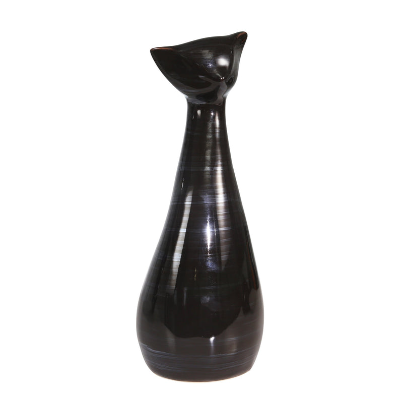 Ceramic 13" Sitting Cat, Pearlblack