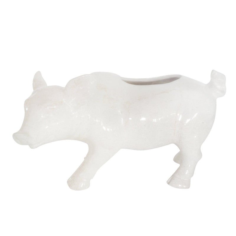 Ceramic 20" L Pig Planter, White