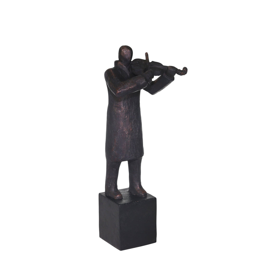 Resin 13" Violin Musician, Bronze