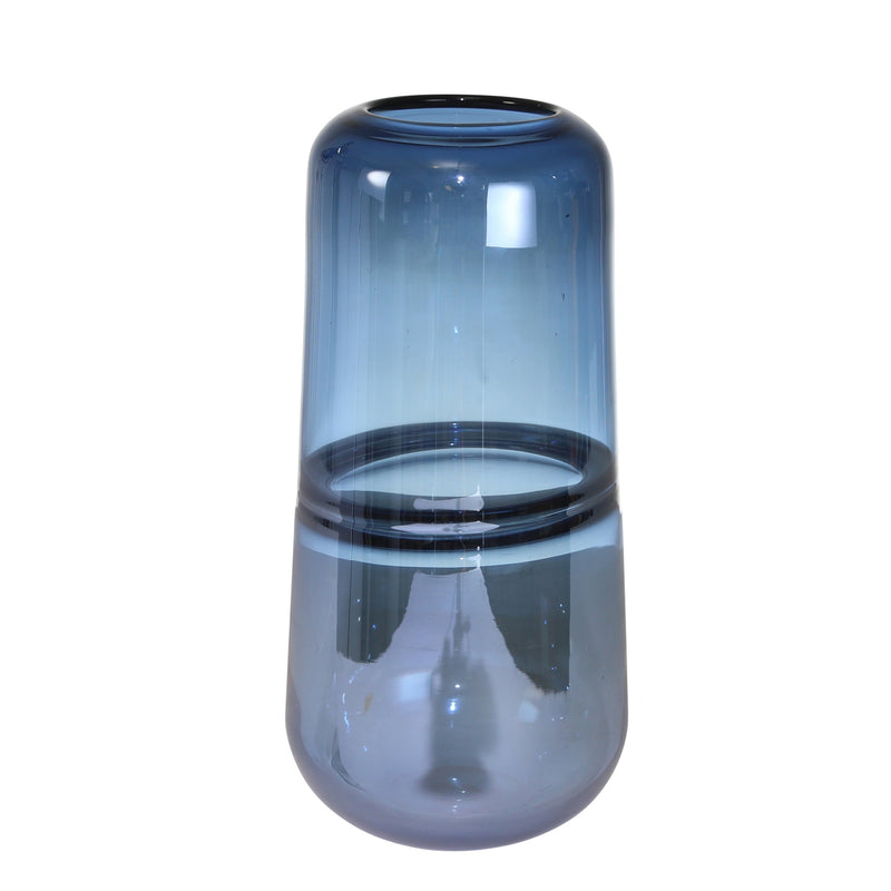 Glass, 12" Handmade Vase, Blue