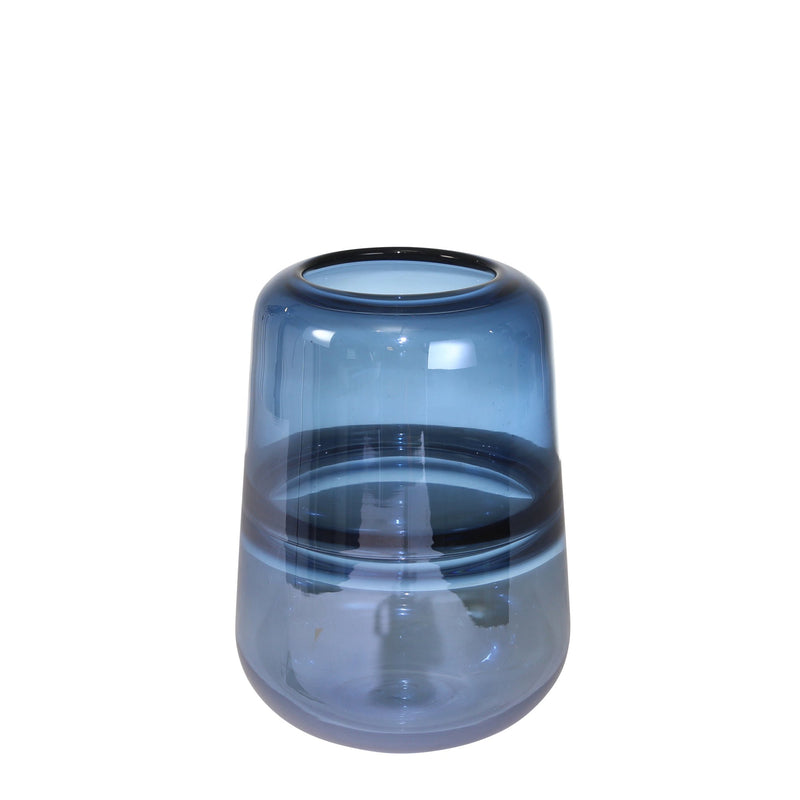 Glass, 9" Handmade Vase, Blue