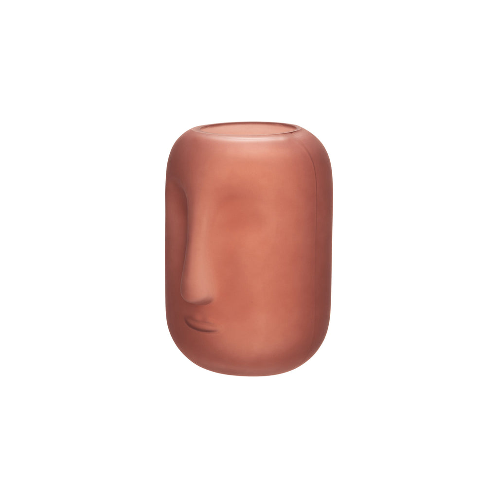 Glass 10", Face Vase, Pink