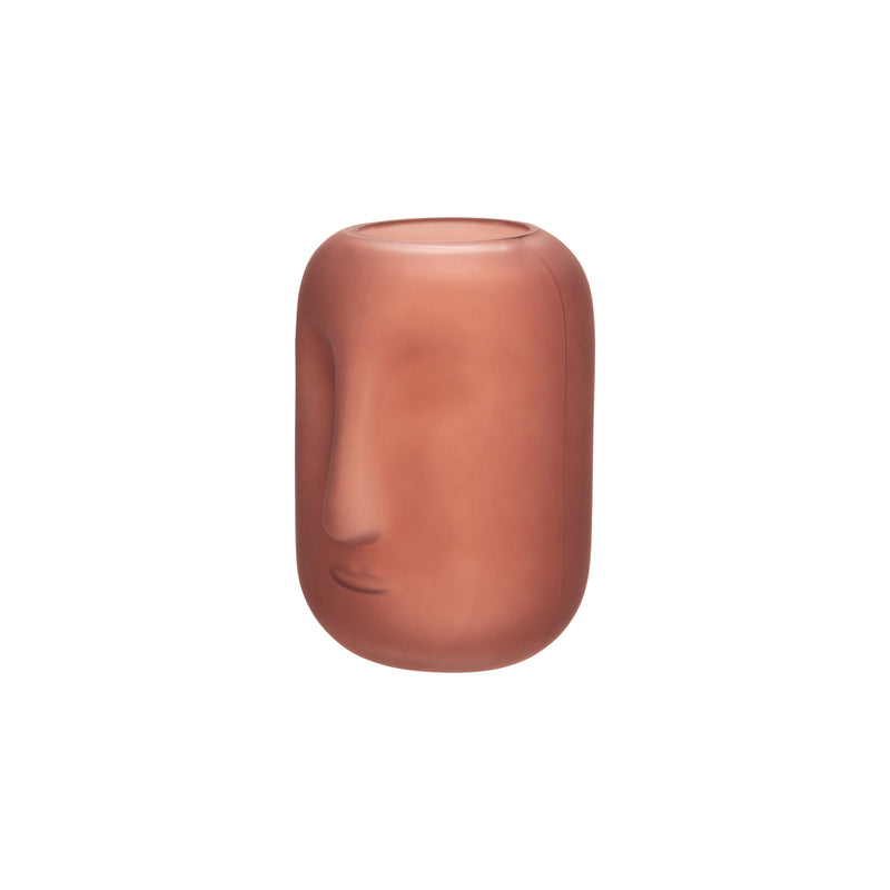 Glass 10", Face Vase, Pink