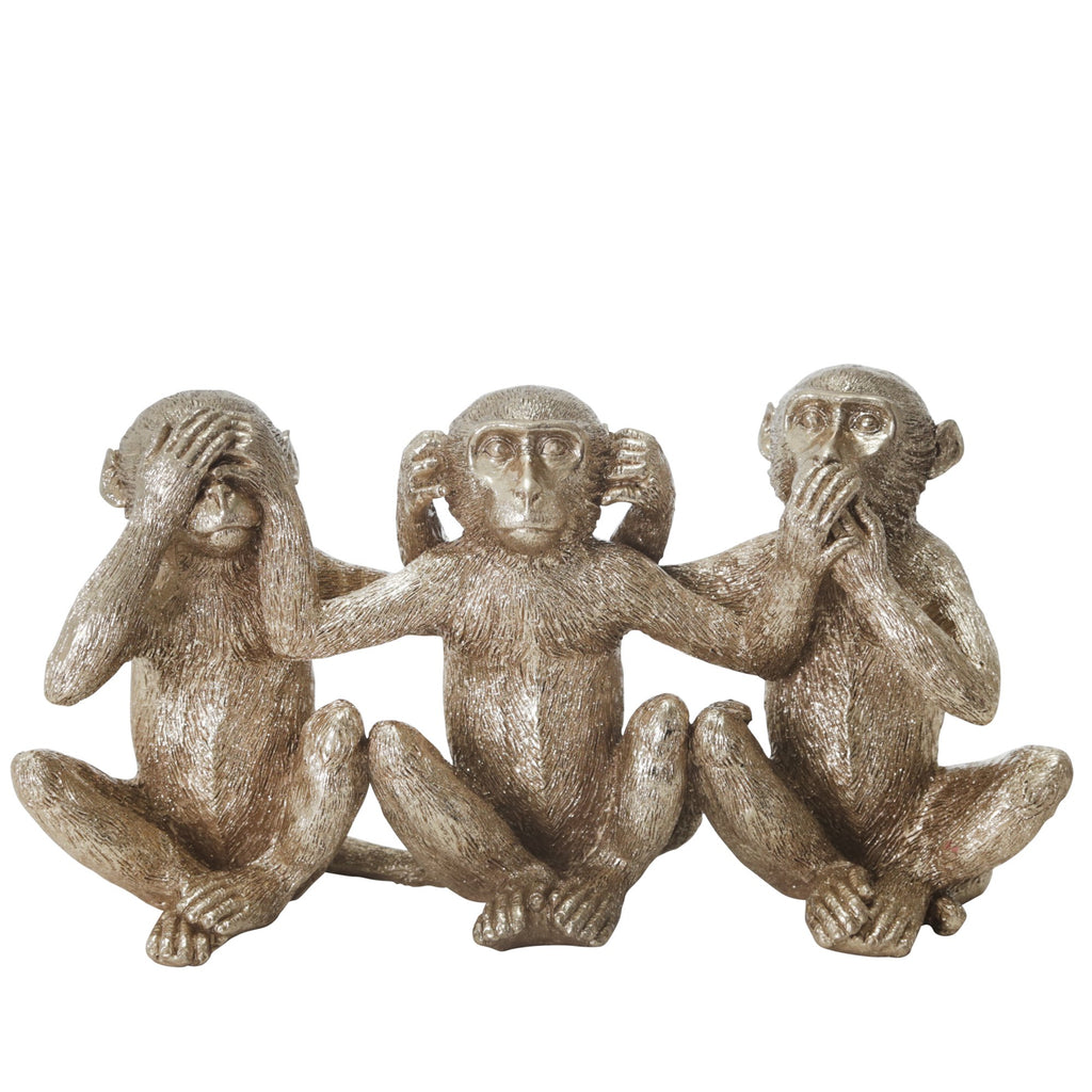 Resin 10.5"L Monkey Decoration, Gold