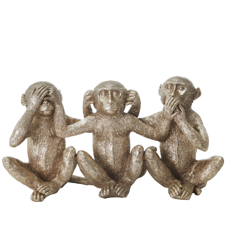 Resin 10.5"L Monkey Decoration, Gold