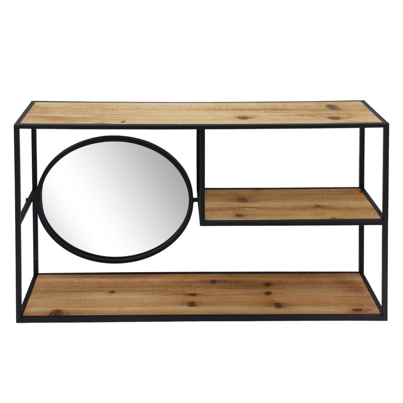 Metal/Wood, Wall Storage W/ Mirror Brown/Black