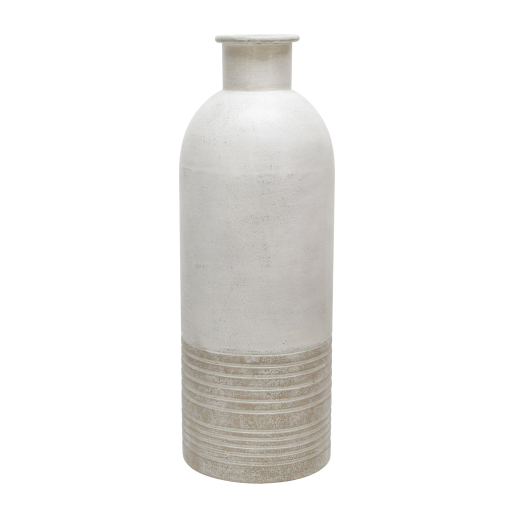 Metal 20" Deco Antique Milk Jar , Beige