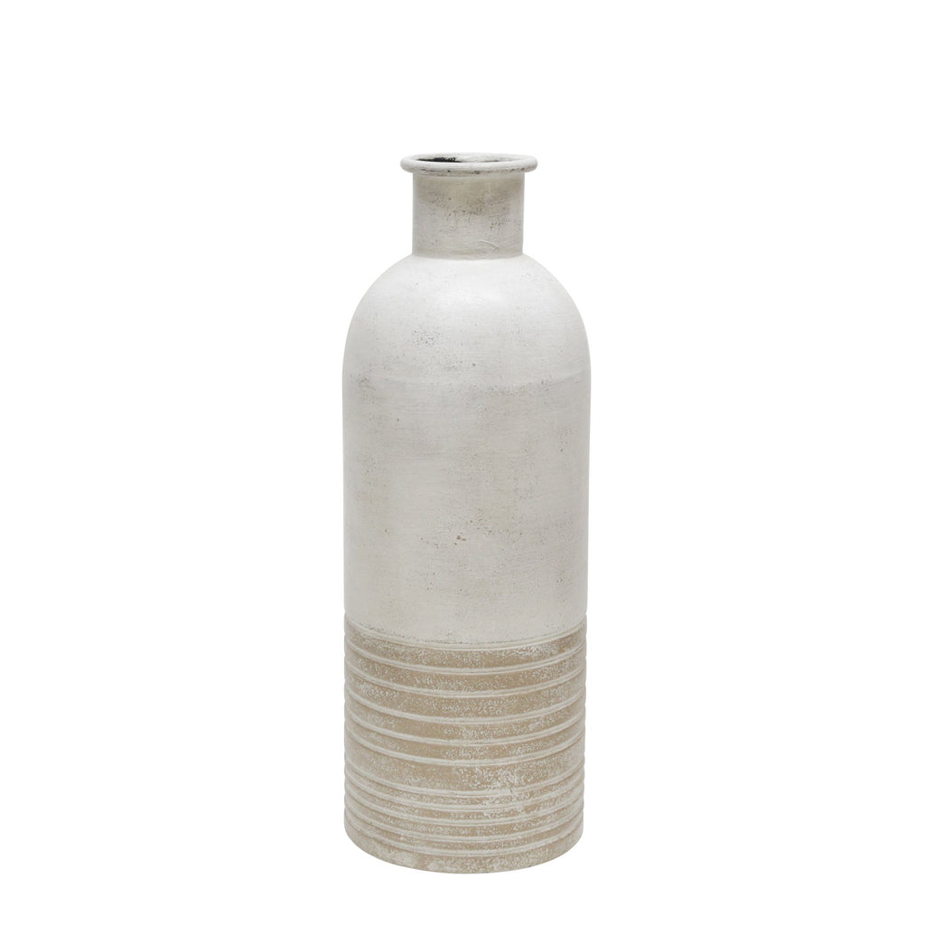 Metal 18" Deco Antique Milk Jar , Beige