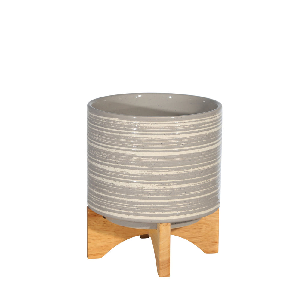 Ceramic 9.25" Planter On Stand, Gray