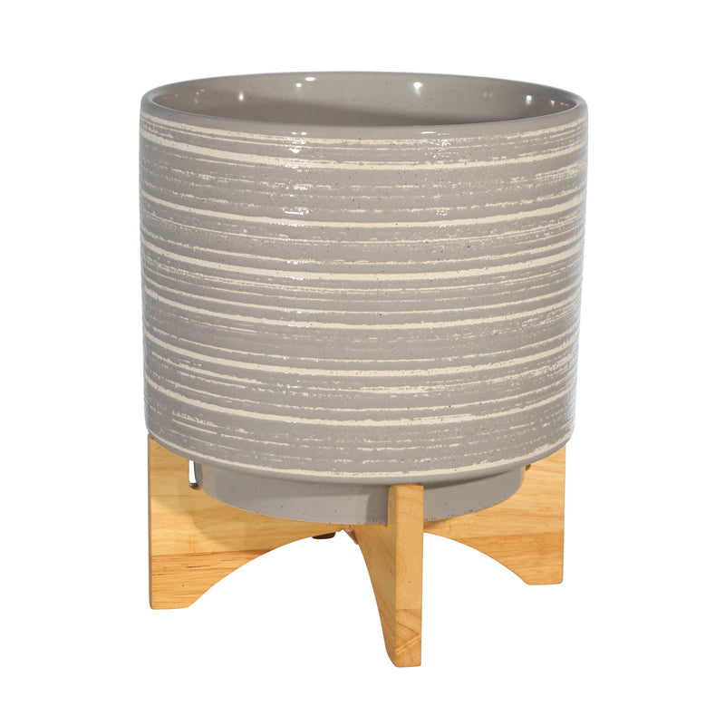 Ceramic 11.5" Planter On Stand, Gray